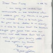 Lettre Bruce Welch